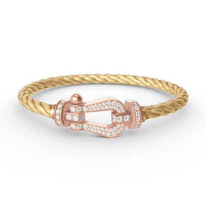 [⭐Hyrra Jewelry]FORCE LARGE HORSESHOE FULL DIAMOND BRACELET ROSE GOLD