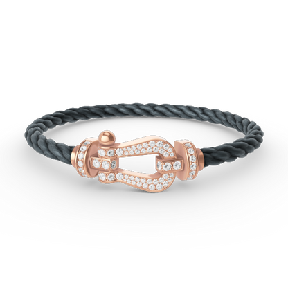 [⭐Hyrra Jewelry]FORCE LARGE HORSESHOE FULL DIAMOND BRACELET ROSE GOLD