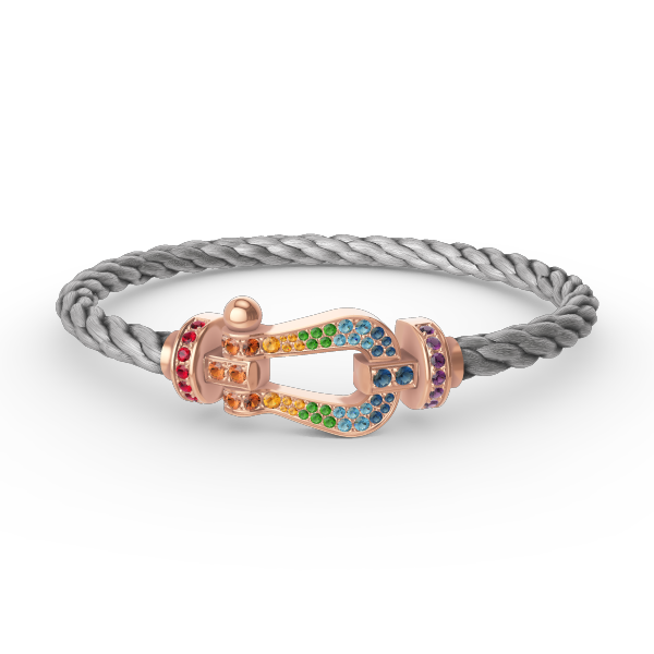 [⭐Hyrra Jewelry]FORCE LARGE HORSESHOE  COLORED DIAMOND BRACELET ROSE GOLD