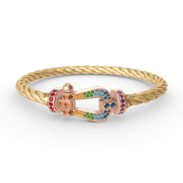 [⭐Hyrra Jewelry]FORCE LARGE HORSESHOE  COLORED DIAMOND BRACELET ROSE GOLD