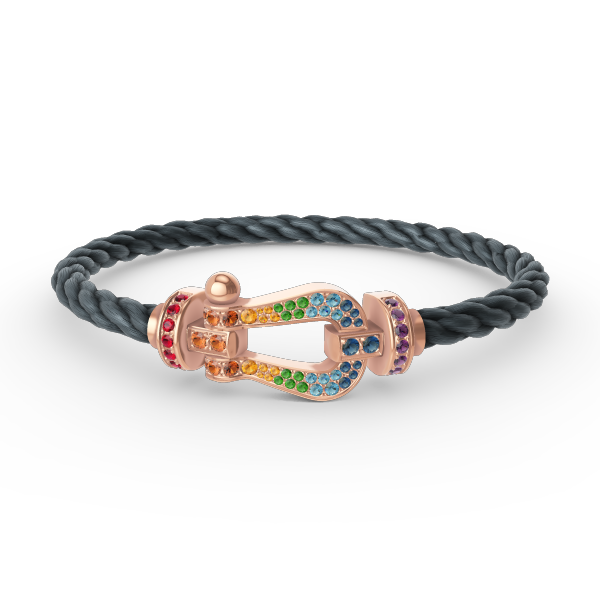 [⭐Hyrra Jewelry]FORCE LARGE HORSESHOE  COLORED DIAMOND BRACELET ROSE GOLD