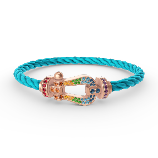[⭐Hyrra Jewelry]FORCE LARGE HORSESHOE  COLORED DIAMOND BRACELET ROSE GOLD