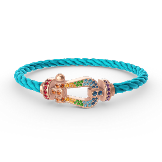 [⭐Hyrra Jewelry]FORCE LARGE HORSESHOE  COLORED DIAMOND BRACELET ROSE GOLD