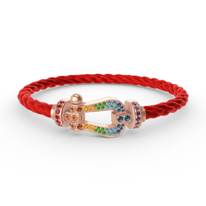 [⭐Hyrra Jewelry]FORCE LARGE HORSESHOE  COLORED DIAMOND BRACELET ROSE GOLD
