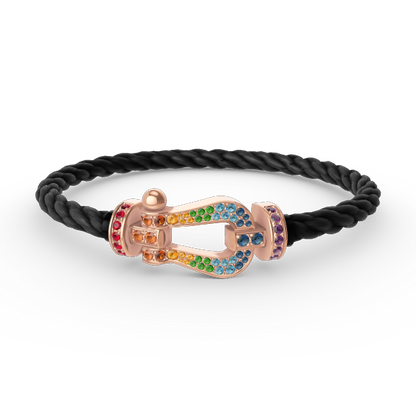 [⭐Hyrra Jewelry]FORCE LARGE HORSESHOE  COLORED DIAMOND BRACELET ROSE GOLD