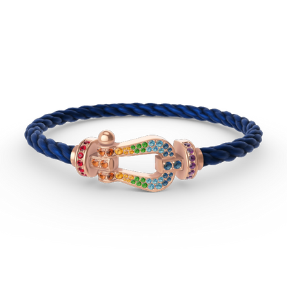 [⭐Hyrra Jewelry]FORCE LARGE HORSESHOE  COLORED DIAMOND BRACELET ROSE GOLD