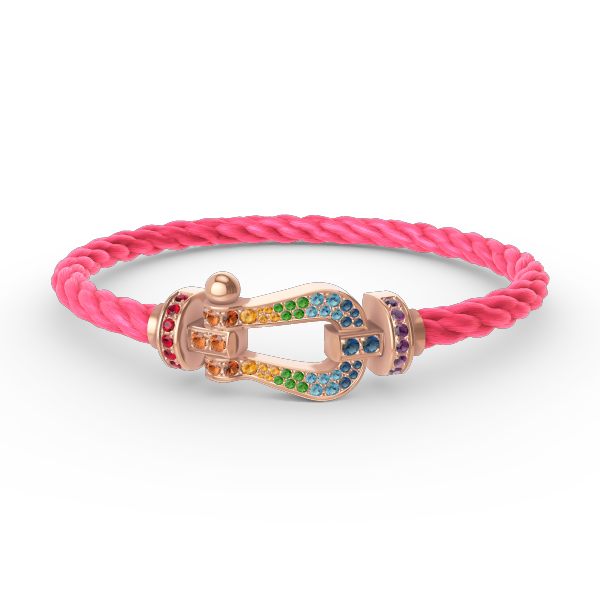 [⭐Hyrra Jewelry]FORCE LARGE HORSESHOE  COLORED DIAMOND BRACELET ROSE GOLD
