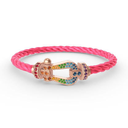 [⭐Hyrra Jewelry]FORCE LARGE HORSESHOE  COLORED DIAMOND BRACELET ROSE GOLD