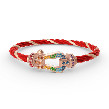 [⭐Hyrra Jewelry]FORCE LARGE HORSESHOE  COLORED DIAMOND BRACELET ROSE GOLD