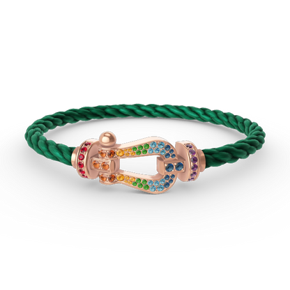 [⭐Hyrra Jewelry]FORCE LARGE HORSESHOE  COLORED DIAMOND BRACELET ROSE GOLD