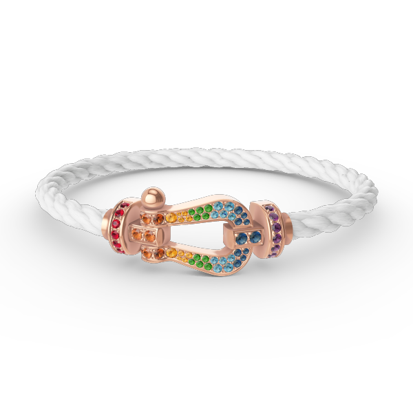 [⭐Hyrra Jewelry]FORCE LARGE HORSESHOE  COLORED DIAMOND BRACELET ROSE GOLD