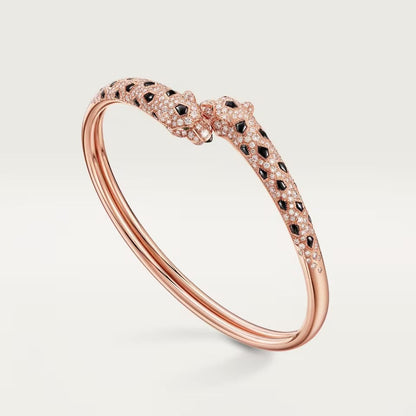 [⭐Hyrra Jewelry]PANTHERE DOUBLE HEADED HALF DIAMOND OPEN BRACELET