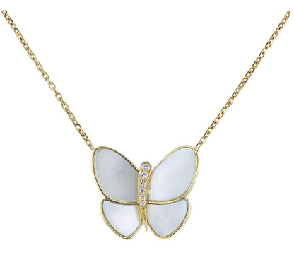 [⭐Hyrra Jewelry]BUTTERFLY GOLD MOP DIAMOND NECKLACE