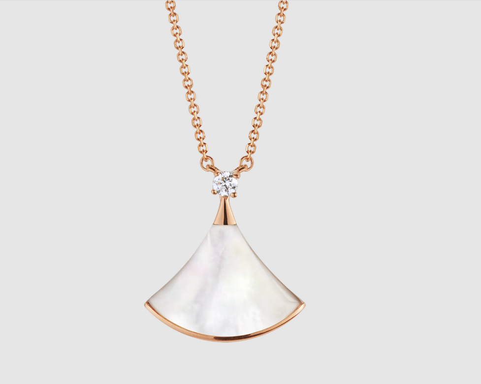 [⭐Hyrra Jewelry]DREAM NECKLACE WHITE MOP PINK GOLD 1 DIAMOND