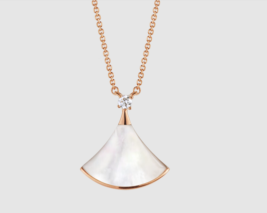 [⭐Hyrra Jewelry]DREAM NECKLACE WHITE MOP PINK GOLD 1 DIAMOND