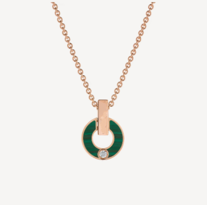 [⭐Hyrra Jewelry]GARI NECKLACE PINK GOLD MALACHITE