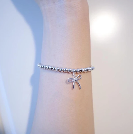 [Hyrra Jewelry]STERLING SILVER BOW BEAD BRACELET