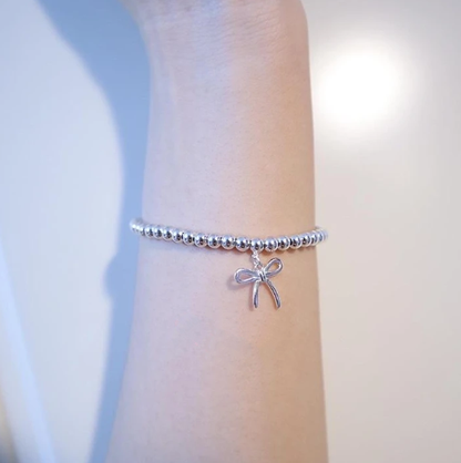 [Hyrra Jewelry]STERLING SILVER BOW BEAD BRACELET
