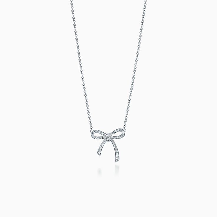 [Hyrra Jewelry]RIBBON NECKLACE BOW PENDANT DIAMOND CHARM CHAIN