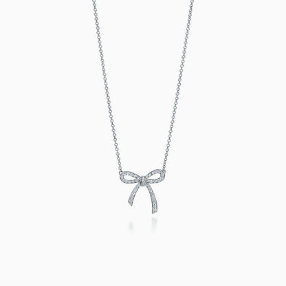 [Hyrra Jewelry]RIBBON NECKLACE BOW PENDANT DIAMOND CHARM CHAIN