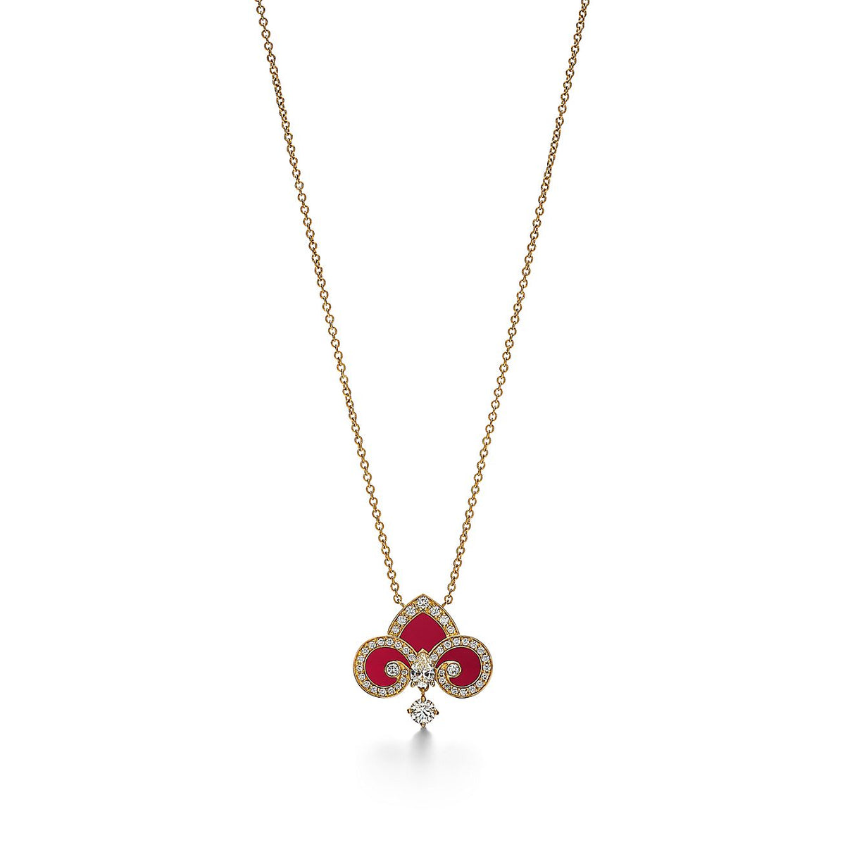 [Hyrra Jewelry]FLEUR DE LIS PINK GOLD DIAMOND NECKLACE