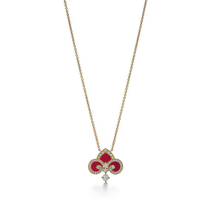 [Hyrra Jewelry]FLEUR DE LIS PINK GOLD DIAMOND NECKLACE