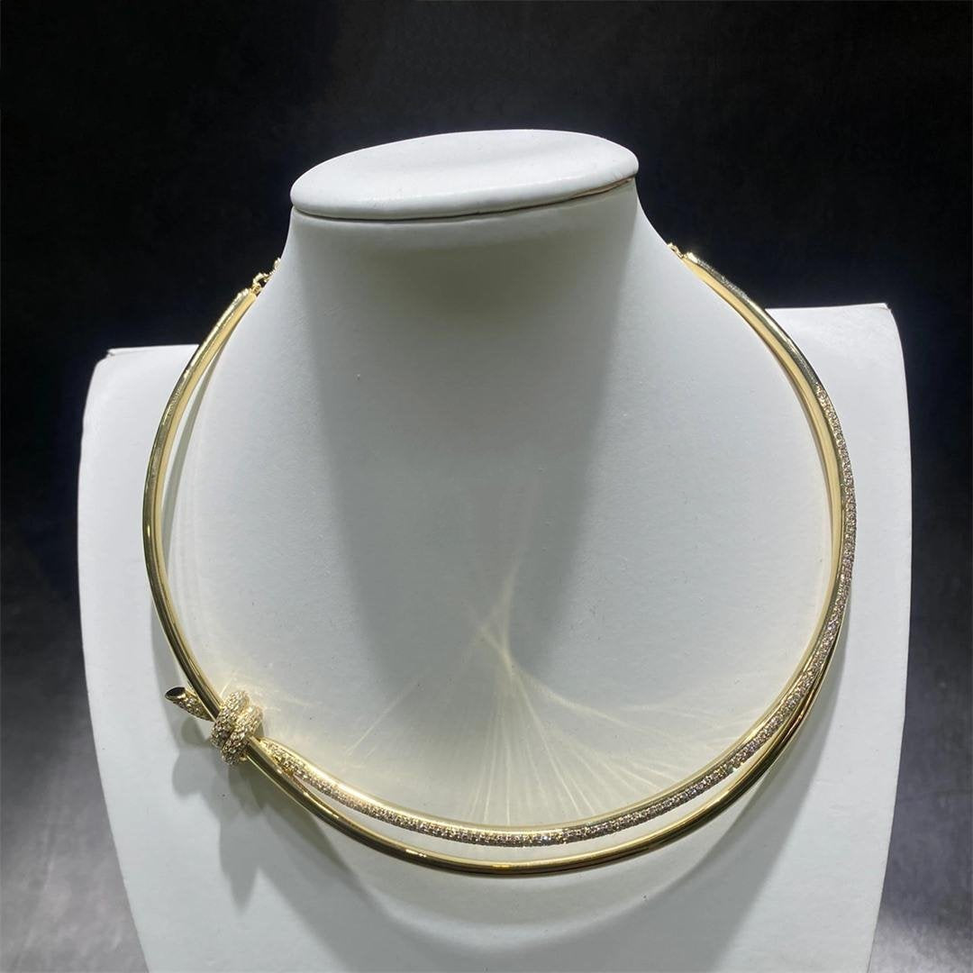 [Hyrra Jewelry]KNOT DOUBLE ROW NECKLACE IN YELLOW GOLD WITH DIAMONDS