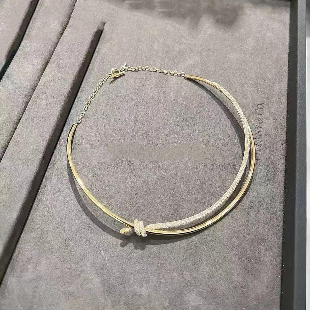 [Hyrra Jewelry]KNOT DOUBLE ROW NECKLACE IN YELLOW GOLD WITH DIAMONDS