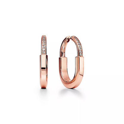 [Hyrra Jewelry]LOCK MEDIUM DIAMNOND EARRINGS