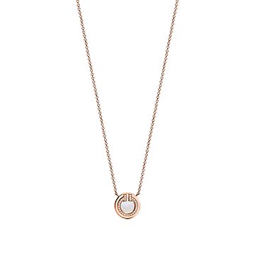 [Hyrra Jewelry]DIAMOND AND MOTHER PEARL CIRCLE NECKLACE PENDANT