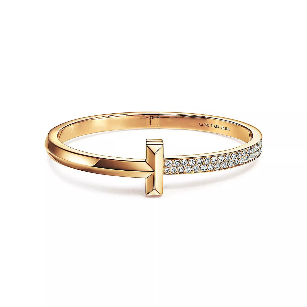 [Hyrra Jewelry]T1 WIDE DIAMOND HINGED BANGLE PINK GOLD