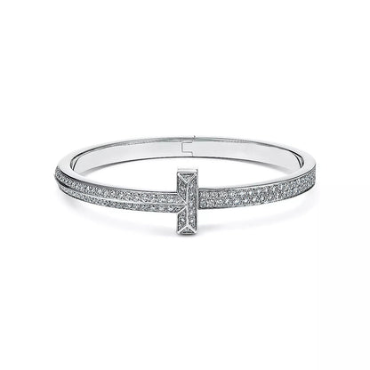 [Hyrra Jewelry]WIDE DIAMONDS HINGED BANGLE SILVER