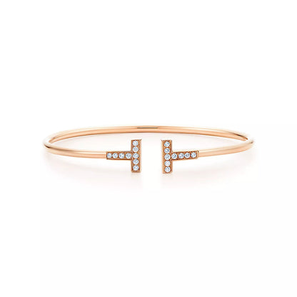 [Hyrra Jewelry]T BRACELET PINK GOLD 1.8MM DIAMOND