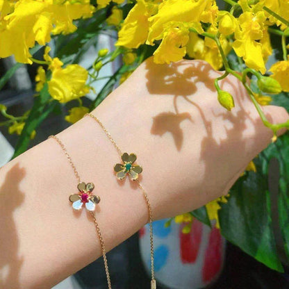 [⭐Hyrra Jewelry]FRIVOLE GOLD FLOWER PINK MALACHITE BRACELET