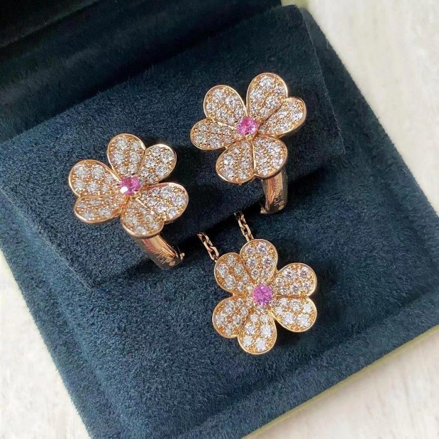 [⭐Hyrra Jewelry]FRIVOLE PINK GOLD FLOWER DIAMOND EARRINGS