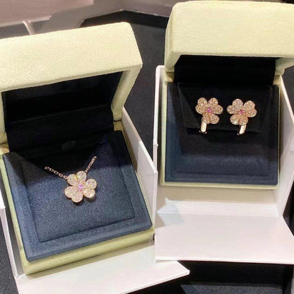[⭐Hyrra Jewelry]FRIVOLE PINK GOLD FLOWER DIAMOND EARRINGS