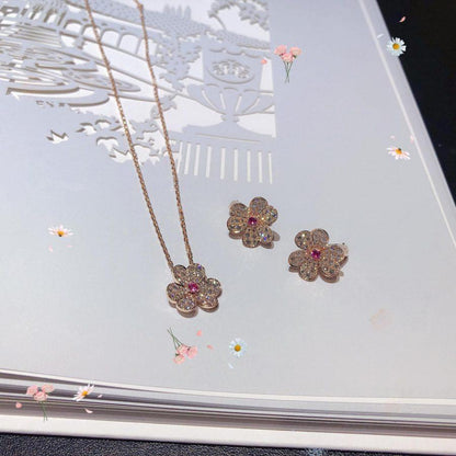 [⭐Hyrra Jewelry]FRIVOLE ROSE GOLD FLOWER DIAMOND NECKLACE