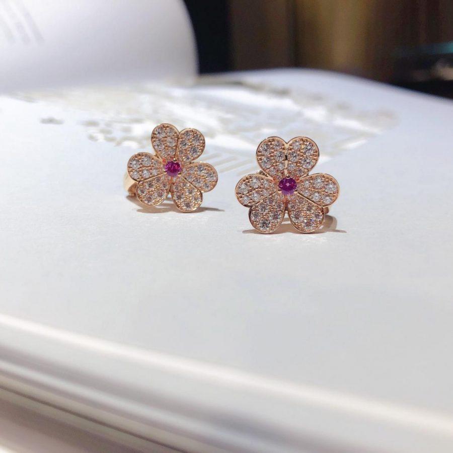 [⭐Hyrra Jewelry]FRIVOLE PINK GOLD FLOWER DIAMOND EARRINGS