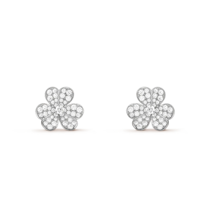[⭐Hyrra Jewelry]FRIVOLE SILVER FLOWER DIAMOND EARRINGS