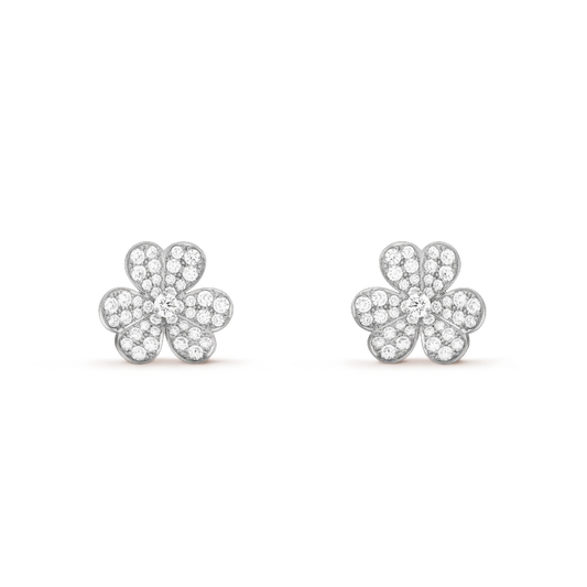 [⭐Hyrra Jewelry]FRIVOLE SILVER FLOWER DIAMOND EARRINGS