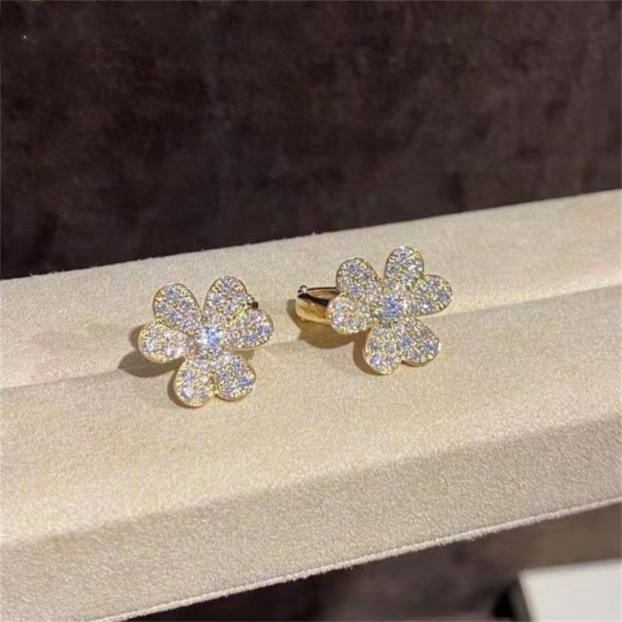 [⭐Hyrra Jewelry]FRIVOLE GOLD FLOWER DIAMOND EARRINGS