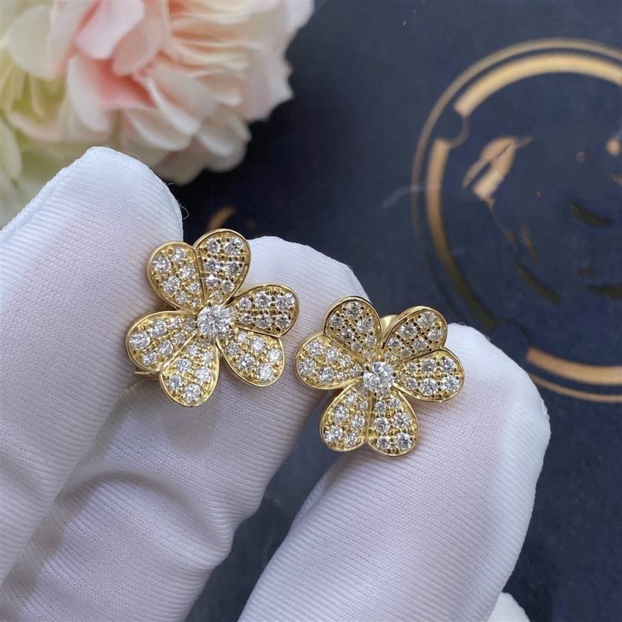 [⭐Hyrra Jewelry]FRIVOLE GOLD FLOWER DIAMOND EARRINGS