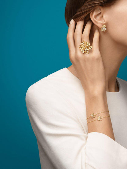 [⭐Hyrra Jewelry]FRIVOLE GOLD FLOWER DIAMOND EARRINGS