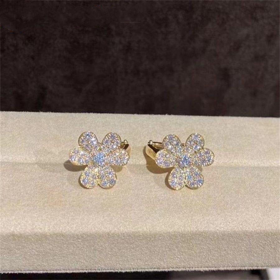 [⭐Hyrra Jewelry]FRIVOLE GOLD FLOWER DIAMOND EARRINGS