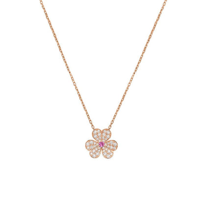 [⭐Hyrra Jewelry]FRIVOLE ROSE GOLD FLOWER DIAMOND NECKLACE
