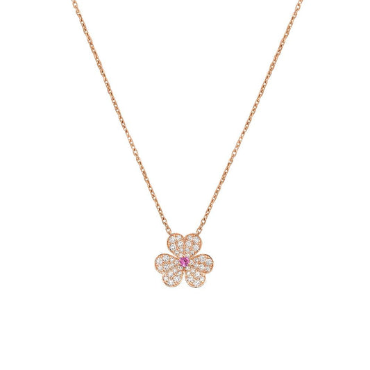 [⭐Hyrra Jewelry]FRIVOLE ROSE GOLD FLOWER DIAMOND NECKLACE