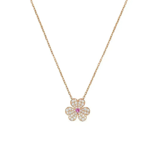 [⭐Hyrra Jewelry]FRIVOLE ROSE GOLD FLOWER DIAMOND NECKLACE