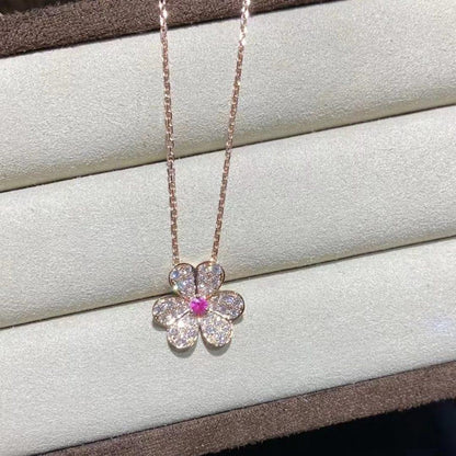 [⭐Hyrra Jewelry]FRIVOLE ROSE GOLD FLOWER DIAMOND NECKLACE