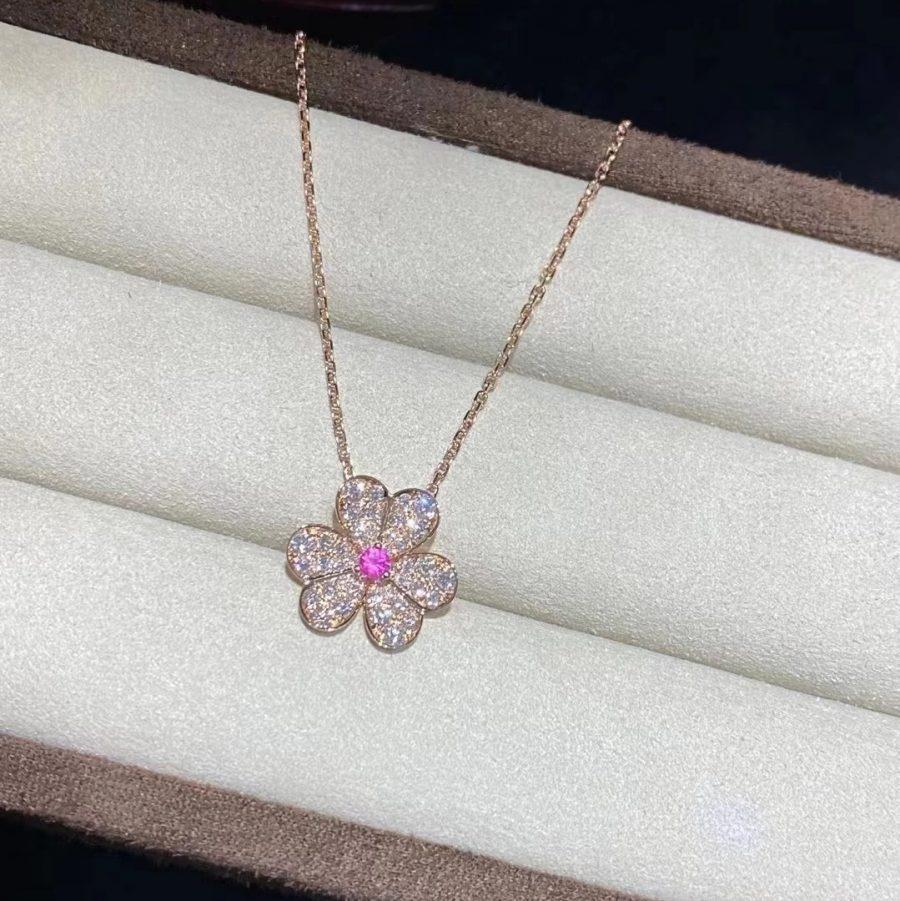 [⭐Hyrra Jewelry]FRIVOLE ROSE GOLD FLOWER DIAMOND NECKLACE