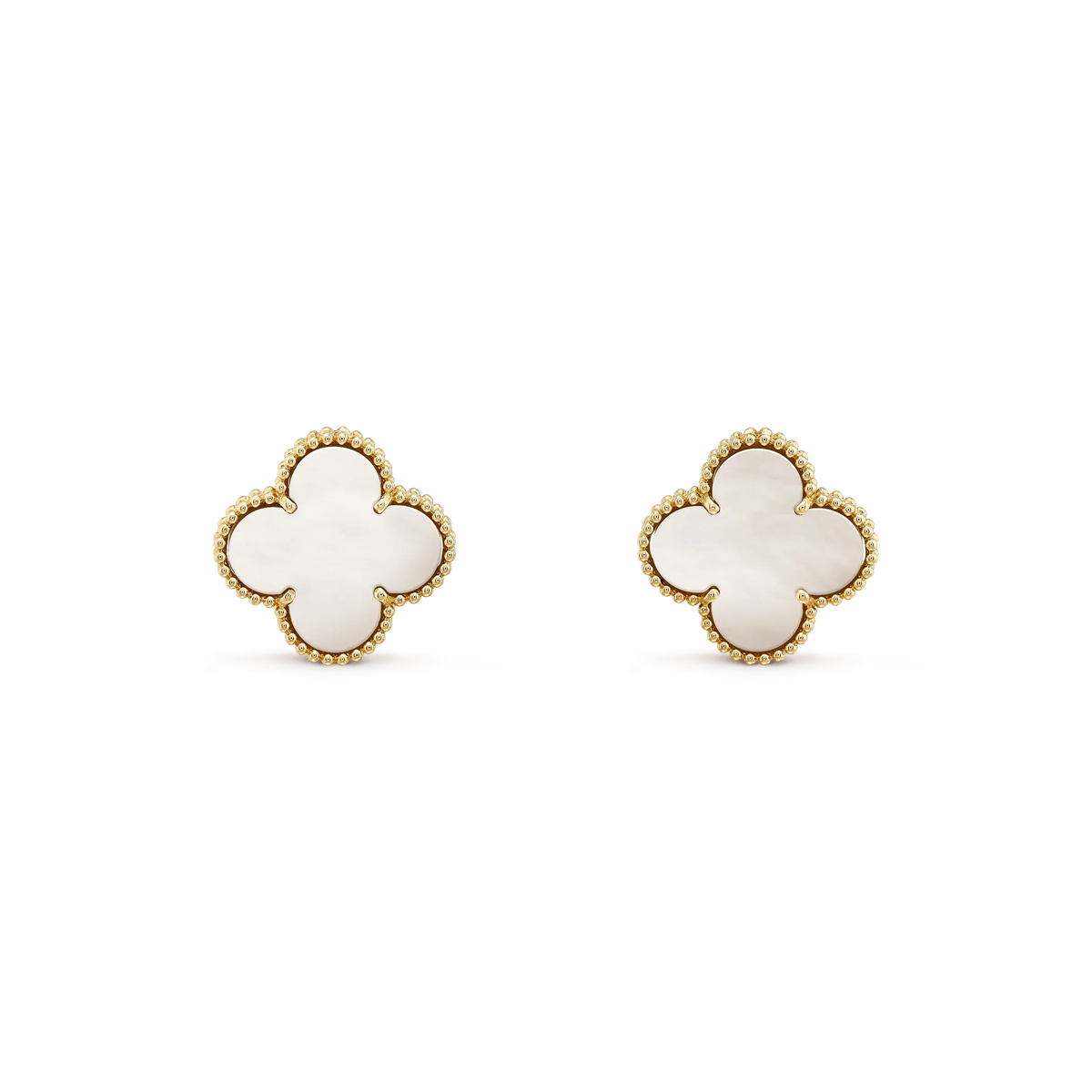 [⭐Hyrra Jewelry]CLOVER MEDIUM 1 MOTIFS  WHITE MOP STUD EARRINGS